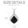 wholesale 925 Sterling Silver Pendant Necklace Black Agate Teardrop Platinum Plated Filigree Design For Women-0-41