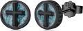 wholesale 925 Sterling Silver Turquoise Cross Ankh Peace Viking Stud Earrings for Men & Women-0-0