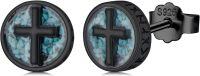 wholesale 925 Sterling Silver Turquoise Cross Ankh Peace Viking Stud Earrings for Men & Women-Cross