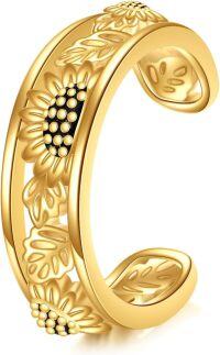 wholesale 14K Gold Sunflower Leaf Design Non-Piercing Ear Wrap Earring  for Women-Sunflower