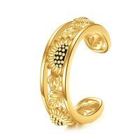 wholesale 14k Gold Sunflower Clip Earrings Floral Leaf Adjustable Ear Cuff For Women-Sunflower