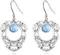 wholesale 925 Sterling Silver Blue Moonstone Filigree Hook Earrings for Women-0-0