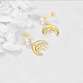 wholesale Gold 925 Sterling Silver Moon & Star Pearl Dangle Earrings for Women-0-4