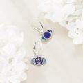 wholesale 925 Sterling Silver Blue Opal Om Symbol Lotus Chakra Drop Earrings for Women-0-3