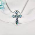 wholesale 925 Sterling Silver Abalone Shell Inlay Saint Michael Crucifix Pendant for Men's Necklaces-0-2