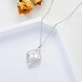 wholesale 925 Sterling Silver Pearl Pendant Necklace White Gold Plated Teardrop Beaded Infinity Frame-0-3