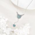 wholesale 925 Sterling Silver & Turquoise Stone Celtic Knot Heart Pendant Necklace for Women-0-4