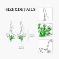 wholesale 925 Sterling Silver Texas State Shape Green Flower Drop Earrings-0-4