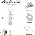 wholesale 925 Sterling Silver LOVE Pendant Necklace with Cubic Zirconia Stones and Adjustable Chain - Romantic Gift for Her-0-2