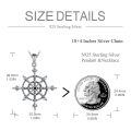 wholesale 925 Sterling Silver Ship Wheel Compass Pendant Necklace Oxidized Black Stone-0-3