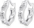 wholesale 925 Sterling Silver Floral Rose Design Hypoallergenic Small Hoop Earrings for Women-0-0