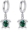wholesale 925 Sterling Silver Turtle Green Crystal Drop Earrings for Animal Lovers-0-0