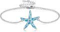 wholesale 925 Sterling Silver Starfish Blue Enamel Chain Bracelet - Mothers Day Gift for Her-0-0