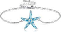 wholesale 925 Sterling Silver Starfish Blue Enamel Chain Bracelet - Mothers Day Gift for Her-Starfish