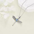 wholesale 925 Sterling Silver Turquoise and Moonstone Dragonfly Pendant Necklace for Women & Moms-0-2
