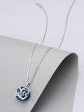 wholesale 925 Sterling Silver Blue Crystal Heart Infinity Love Pendant Necklace Gift for Her-0-3
