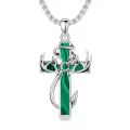 wholesale 925 Sterling Silver Black Enamel Deer Antlers Cross Pendant Necklaces Wholesale with Stainless steel chain for Men -0-13
