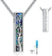 wholesale 925 Sterling Silver Abalone Shell Tree of Life Urn Necklace for Men -Tree of Life