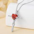 wholesale TOUPOP Ruby Cross Necklace For Women Sterling Silver July Birthstone Cross Pendant Necklace Heart Cross Christian Jewelry Birthday Christmas Gifts For Women Her -0-4