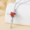 TOUPOP Sterling Silver Ruby Cross Pendant Necklace For Women-0-4