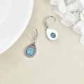 wholesale 925 Sterling Silver Teardrop Turquoise & Black Onyx Dangle Earrings - Western Bohemian Style-0-2