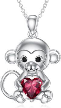 wholesale Metal Stone Monkey Pendant Necklace Birthstone Jewelry Gift for Women-July
