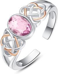 wholesale 925 Sterling Silver Celtic Knot Rings Wholesale With Red Garnet-Pink