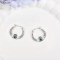 wholesale 925 Sterling Silver Celtic Knot Heart & Crown Green CZ Studs Hoop Earrings for Women Girls Mothers Day Gifts-0-1