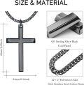 wholesale  Black Plated Mens Cross Pendant Necklace 24 Chain-0-3