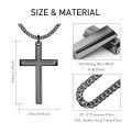 wholesale Copper Cross Pendant Necklace Black Gold Plated Curb Chain For Men Women-0-3