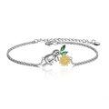 wholesale 925 Sterling Silver Cute Sloth Gold Flower Green Leaf Bracelet-0-0