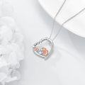 wholesale 925 Sterling Silver Heart-Shaped Hedgehogs Love You Pendant Necklace with Blue Stone and Cubic Zirconia Accents-0-4
