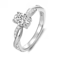 TOUPOP Sterling Silver Moissanite Oval Solitaire Ring D VVS1-0-0