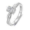 TOUPOP Sterling Silver Moissanite Oval Solitaire Ring D VVS1-0-0