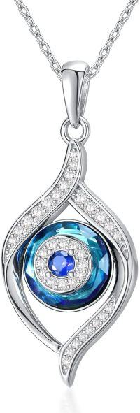 wholesale 925 Sterling Silver Evil Eye Pendant Necklace Blue/Purple/White/Multi Eyes Luck Amulet Ojo Turco  for Women Girls Daughter Mother-Blue