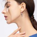 TOUPOP Sterling Silver Moon Cross Dangle Hoop Leverback Punk Earrings-0-3