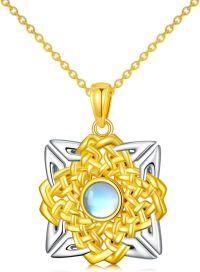 wholesale 925 Sterling Silver Celtic Knot Moonstone CZ Pendant Necklace for Women-Style7
