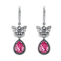wholesale 925 Sterling Silver Butterfly Earrings Wholesale With Peridot Stones-Pink