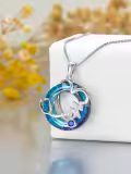 TOUPOP Sterling Silver & Stone Stethoscope Caduceus Angel Pendant Necklace-0-1