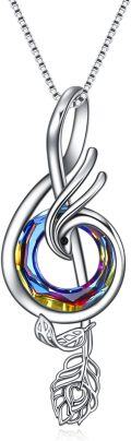 wholesale TOUPOP Music Gifts Sterling Silver Phoenix Music Pendant Necklace With Circle Crystal Musical Notes Jewelry Gifts For Women Girls Student Teacher Birthday Christmas Mothers Day -0-0