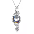 TOUPOP Sterling Silver Crystal Phoenix Music Note Pendant Necklace-0-0