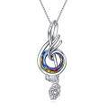 TOUPOP Sterling Silver Crystal Phoenix Music Note Pendant Necklace-0-0