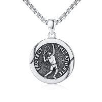 wholesale  925 Sterling Silver Tennis Player Protect This Athlete Pendant Necklace-C-Tennis Necklace