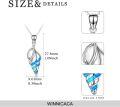 wholesale 925 Sterling Silver Blue Fire Opal Shell Pendant Necklace for Women Girls  45cm Chain Length-0-2
