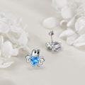 wholesale 925 Sterling Silver Blue Heart Octopus Stud Earrings for Women Girls  6mm Diameter-0-2