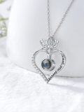 wholesale S925 Sterling Silver & 14K Gold Plated Photo Projection Necklace with Nanotechnology Love Stone, Customizable Lotus Flower Pendant Gift for Women-0-3