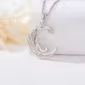 TOUPOP Sterling Silver Celtic Moon Pendant Necklace Cat Owl Polar Bear Animal Jewelry Gift-0-2