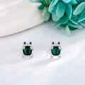 wholesale 925 Sterling Silver Frog Stud Earrings with Green Crystal Animal s for Women-0-1