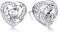 wholesale 925 Sterling Silver Birthstone Heart Stud Earrings Jewelry Gifts for Women-0-66