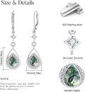 wholesale 925 Sterling Silver Green Malachite Teardrop Dangle Earrings with CZ Accents-0-9